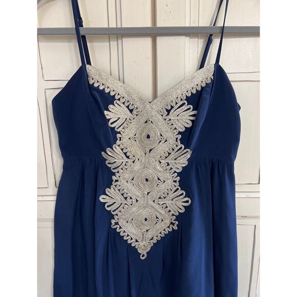 Lilly Pulitzer size 0 Kelsea navy blue silk dress - Picture 3 of 6